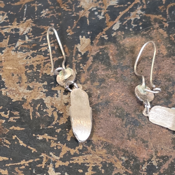 Vintage Green and Silver Earrings - Picture 9 of 9